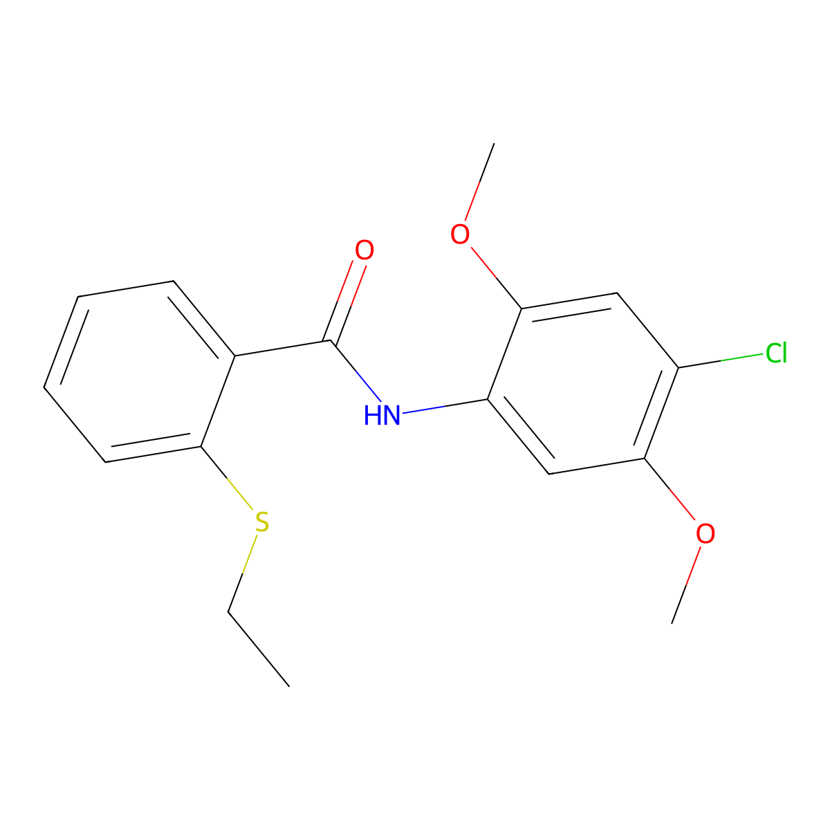 N-(4-chloro-2,5-dimethoxyphenyl)-2-ethylsulfanylbenzamide molecular structure, CAS 663187-61-9
