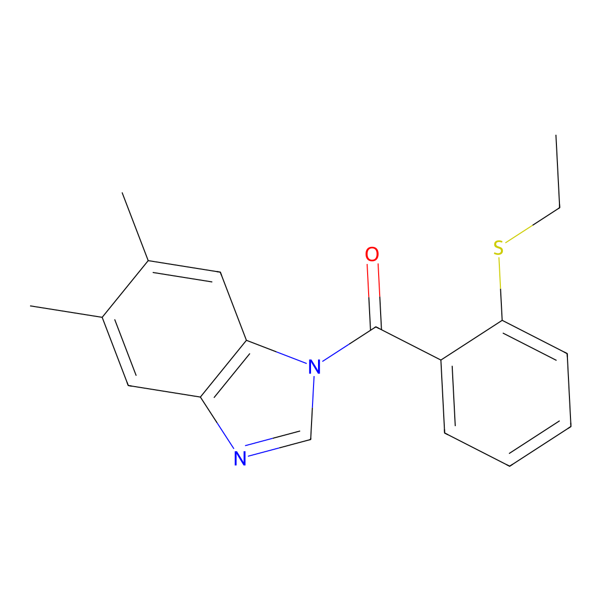 (5,6-Dimethylbenzimidazol-1-yl)-(2-ethylsulfanylphenyl)methanone molecular structure, CAS 663187-77-7