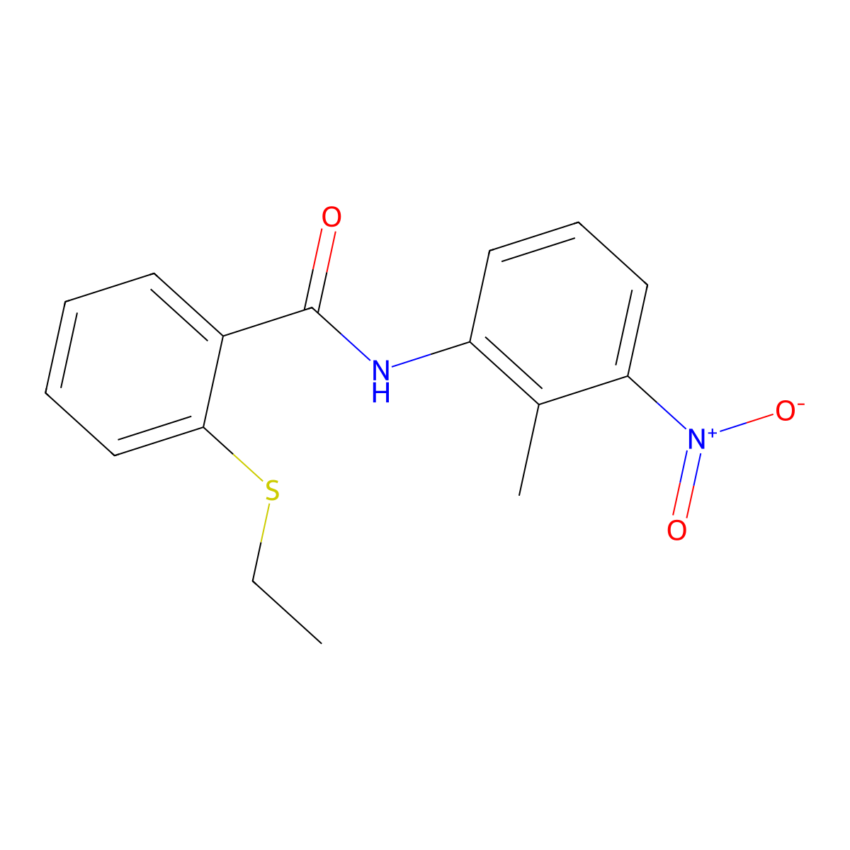 2-ethylsulfanyl-N-(2-methyl-3-nitrophenyl)benzamide molecular structure, CAS 663187-79-9