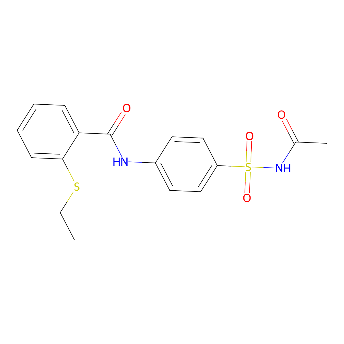 N-[4-(acetylsulfamoyl)phenyl]-2-ethylsulfanylbenzamide molecular structure, CAS 663187-80-2
