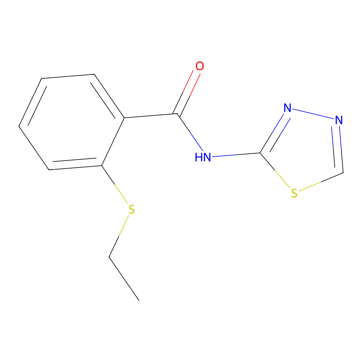 2-ethylsulfanyl-N-(1,3,4-thiadiazol-2-yl)benzamide molecular structure, CAS 663187-85-7
