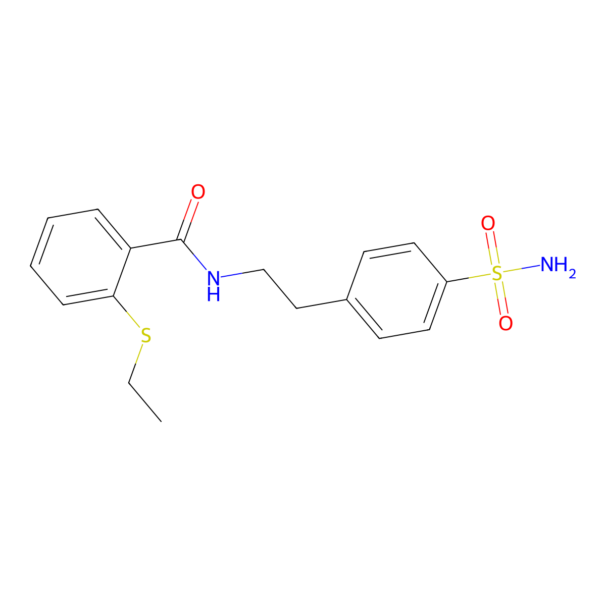 2-ethylsulfanyl-N-[2-(4-sulfamoylphenyl)ethyl]benzamide molecular structure, CAS 663187-88-0