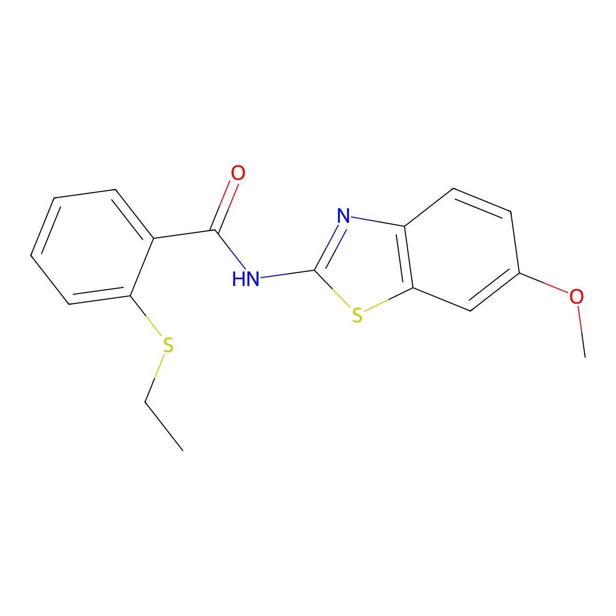 2-(ethylthio)-N-(6-methoxybenzo[d]thiazol-2-yl)benzamide molecular structure, CAS 663187-89-1