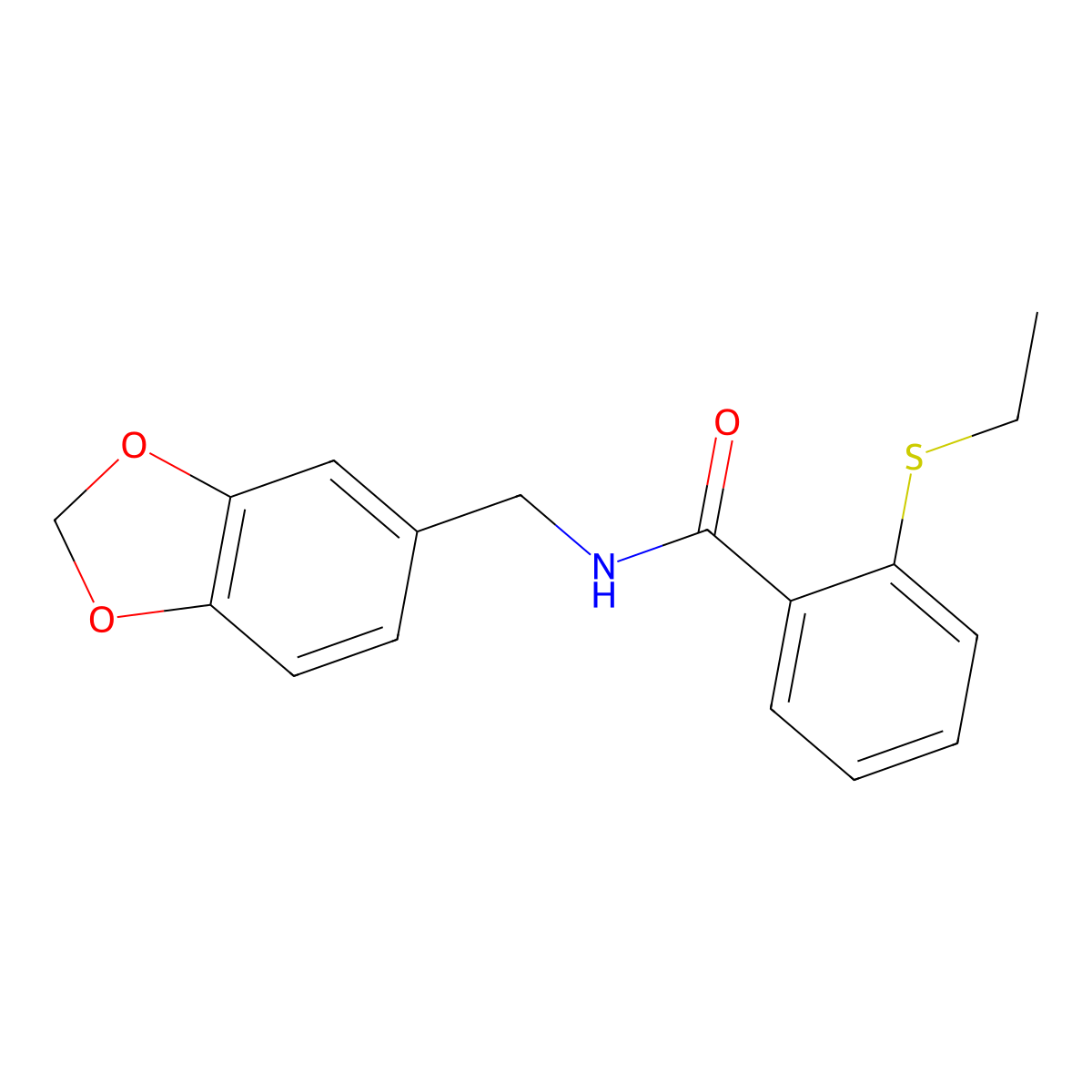 N-(1,3-benzodioxol-5-ylmethyl)-2-ethylsulfanylbenzamide molecular structure, CAS 663187-97-1