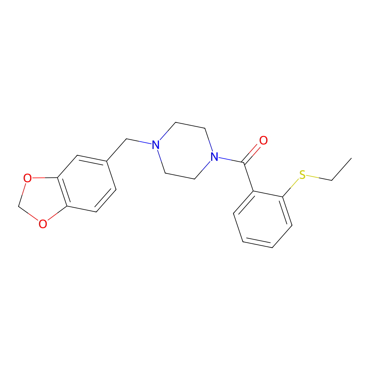 [4-(1,3-Benzodioxol-5-ylmethyl)-1-piperazinyl]-[2-(ethylthio)phenyl]methanone molecular structure, CAS 663188-00-9
