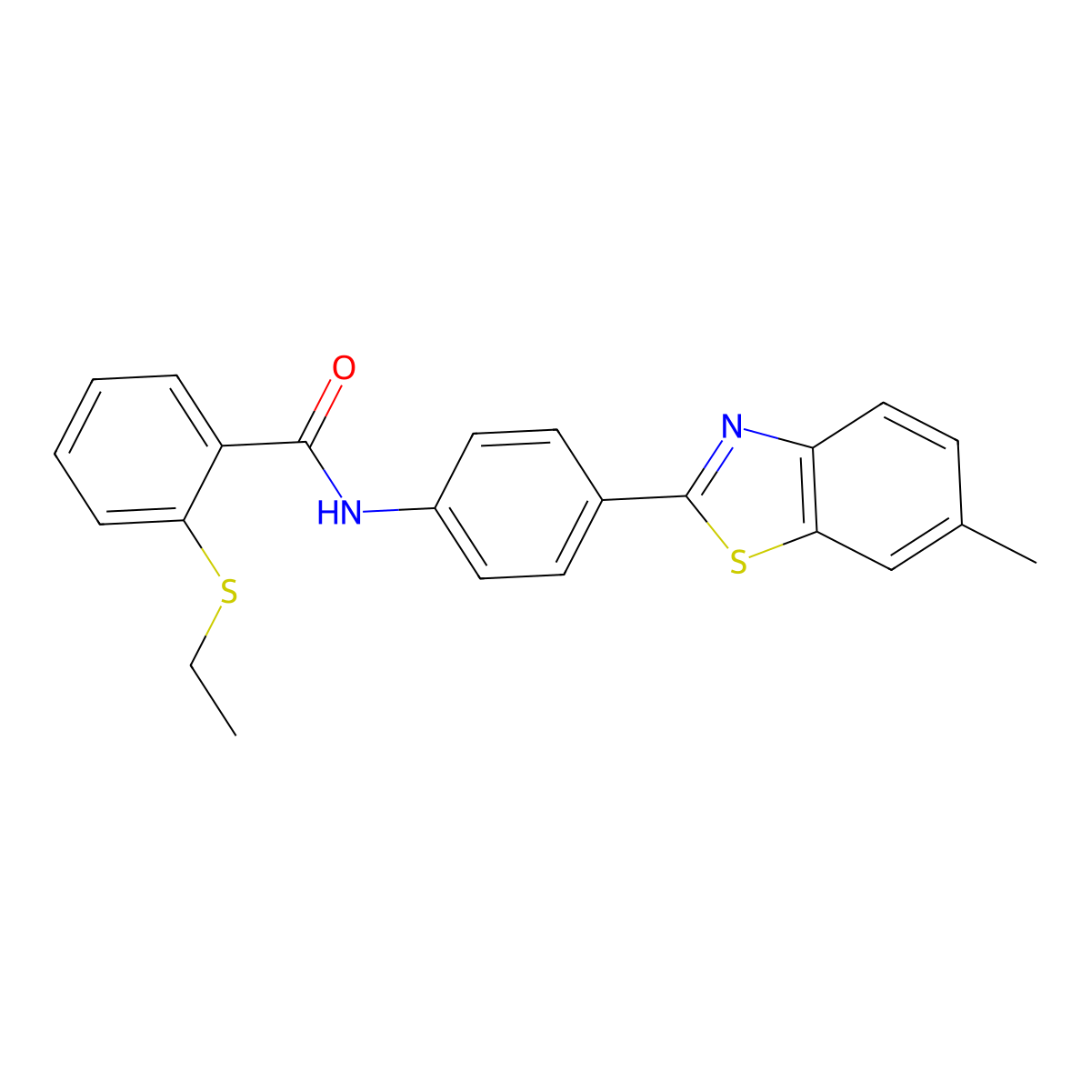 2-(ethylsulfanyl)-N-[4-(6-methyl-1,3-benzothiazol-2-yl)phenyl]benzamide molecular structure, CAS 663188-01-0