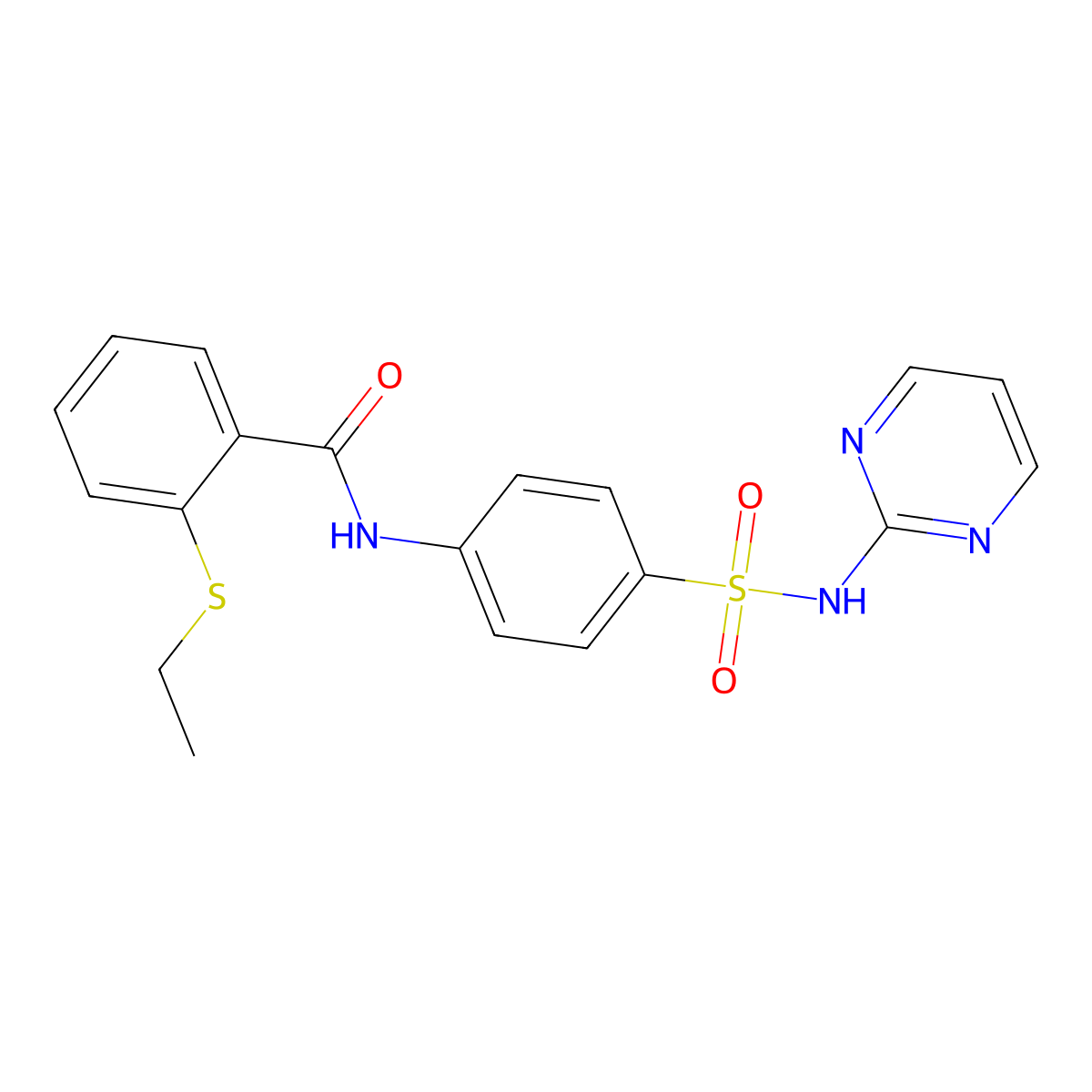 2-ethylsulfanyl-N-[4-(pyrimidin-2-ylsulfamoyl)phenyl]benzamide molecular structure, CAS 663188-04-3