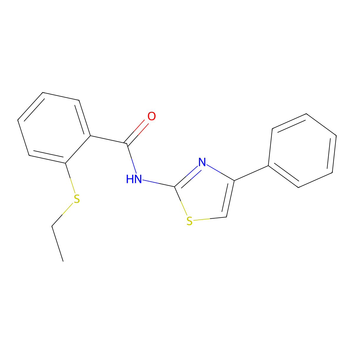 2-(ethylthio)-N-(4-phenylthiazol-2-yl)benzamide molecular structure, CAS 663188-08-7
