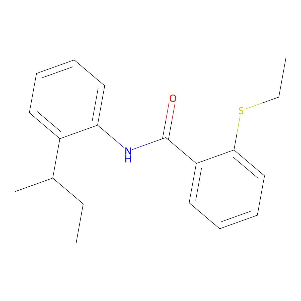 N-[2-(butan-2-yl)phenyl]-2-(ethylsulfanyl)benzamide molecular structure, CAS 663188-12-3