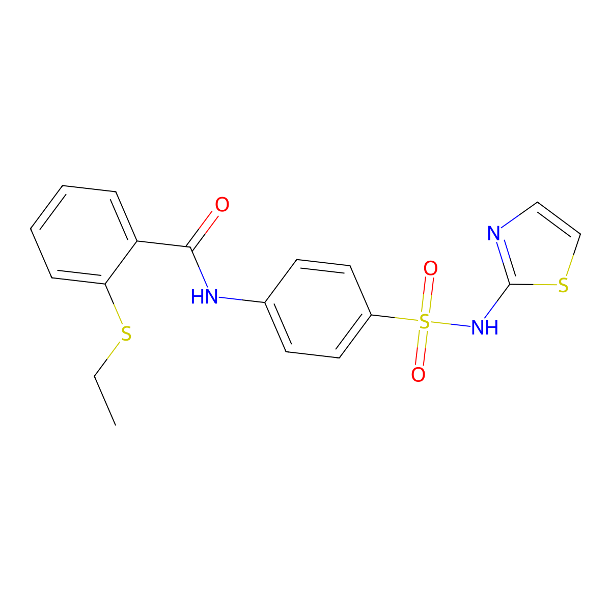 2-ethylsulfanyl-N-[4-(1,3-thiazol-2-ylsulfamoyl)phenyl]benzamide molecular structure, CAS 663188-14-5