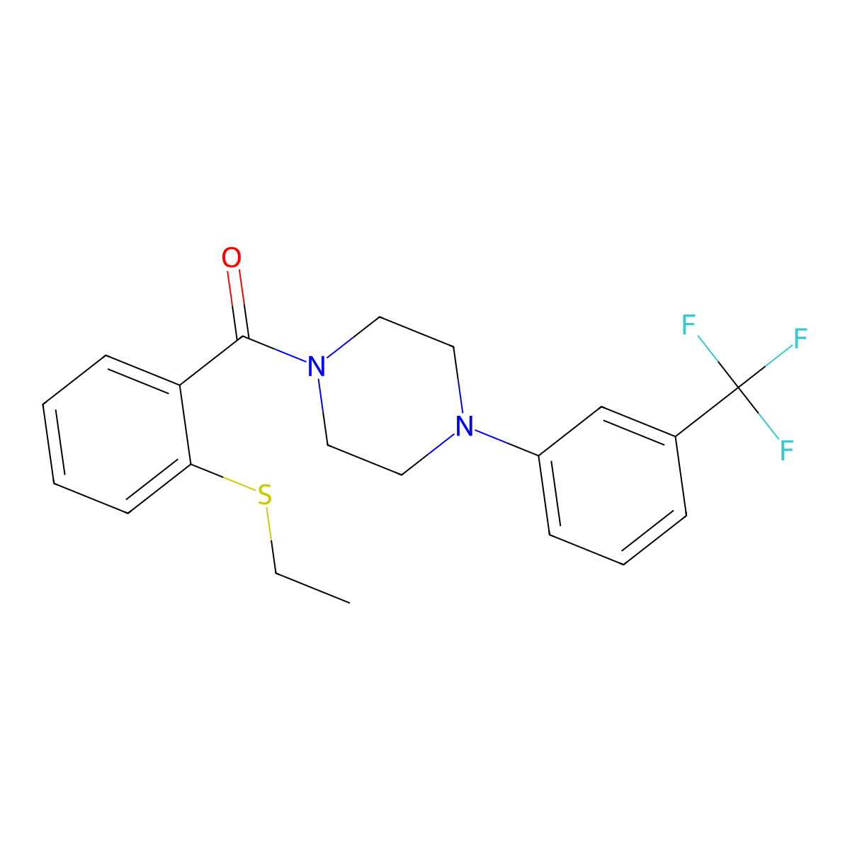(2-Ethylsulfanylphenyl)-[4-[3-(trifluoromethyl)phenyl]piperazin-1-yl]methanone molecular structure, CAS 663188-15-6