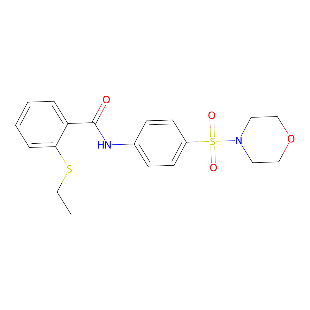 2-ethylsulfanyl-N-(4-morpholin-4-ylsulfonylphenyl)benzamide molecular structure, CAS 663188-20-3