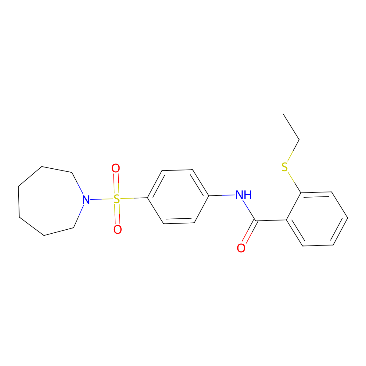N-[4-(azepan-1-ylsulfonyl)phenyl]-2-ethylsulfanylbenzamide molecular structure, CAS 663188-57-6