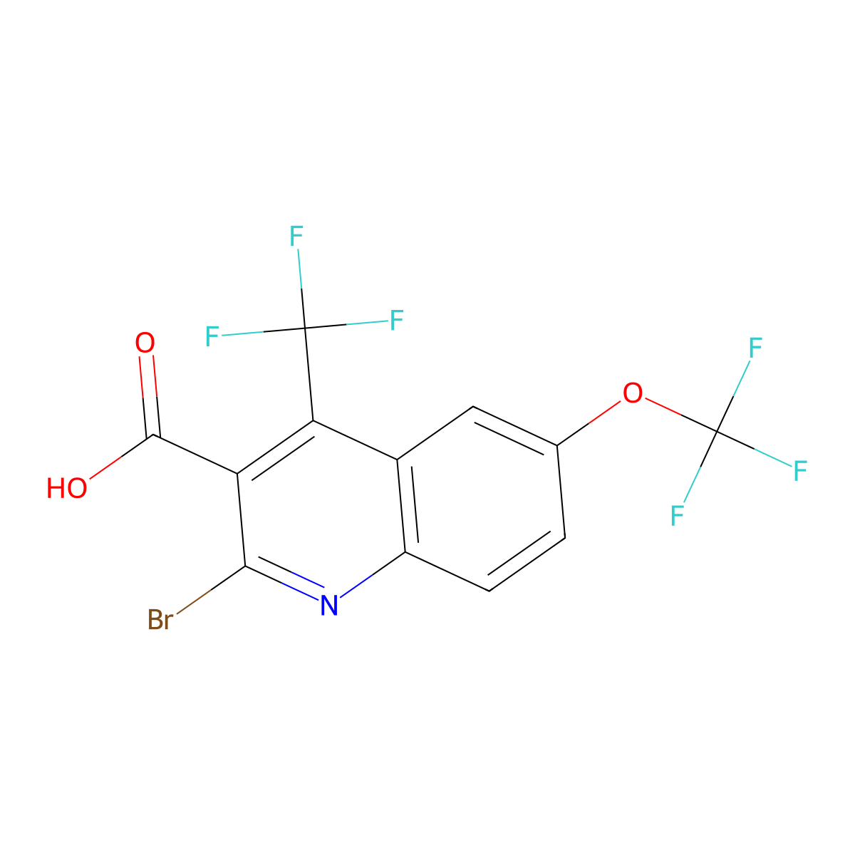 2-bromo-6-(trifluoromethoxy)-4-(trifluoromethyl)quinoline-3-carboxylic Acid molecular structure, CAS 663193-37-1