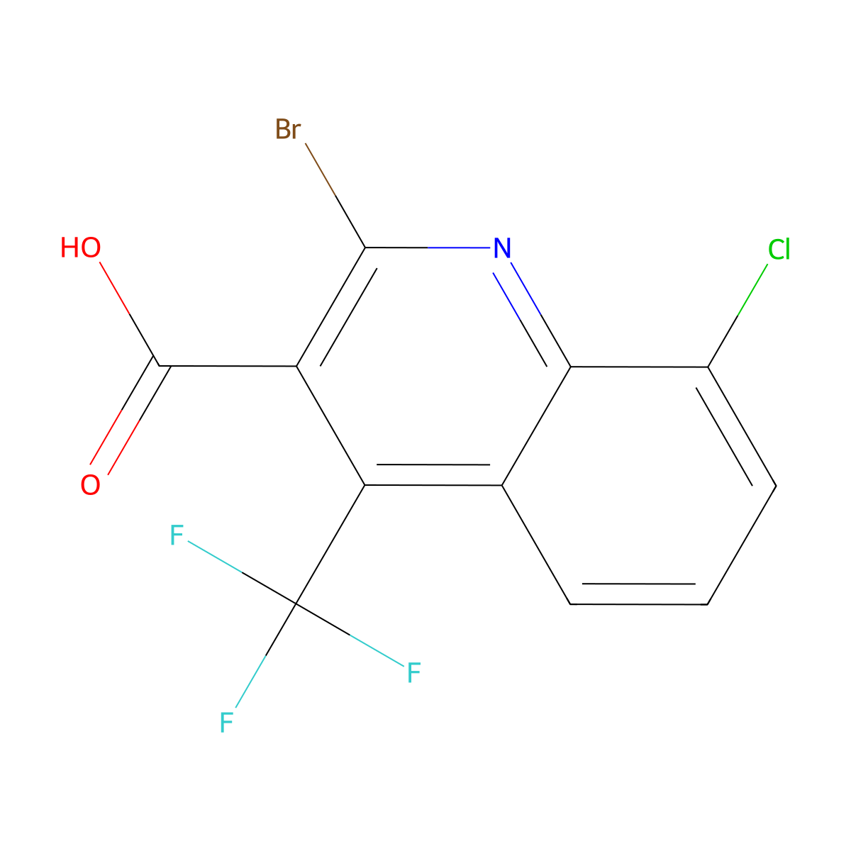 2-bromo-8-chloro-4-(trifluoromethyl)quinoline-3-carboxylic Acid molecular structure, CAS 663193-41-7