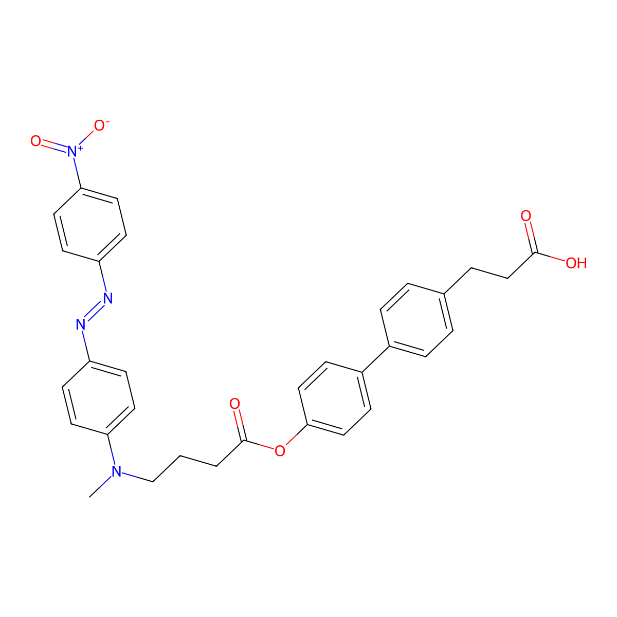 3-[4'-({4-[4-({4-Nitrophenyl}diazenyl)(methyl)anilino]butanoyl}oxy)[1,1'-biphenyl]-4-yl]propanoic acid molecular structure, CAS 663193-59-7