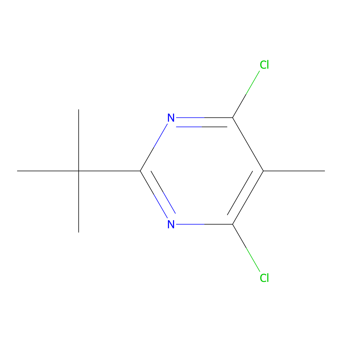 2-Tert-butyl-4,6-dichloro-5-methylpyrimidine molecular structure, CAS 663194-13-6