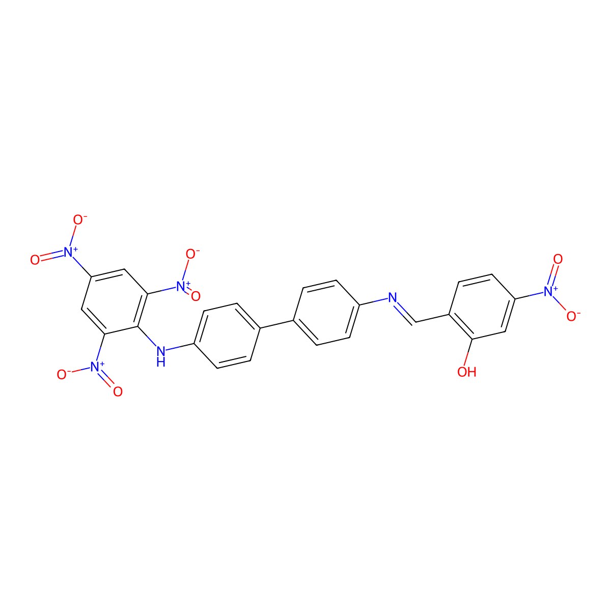 5-Nitro-2-{[(4'-{2,4,6-trisnitroanilino}[1,1'-biphenyl]-4-yl)imino]methyl}phenol molecular structure, CAS 663197-19-1
