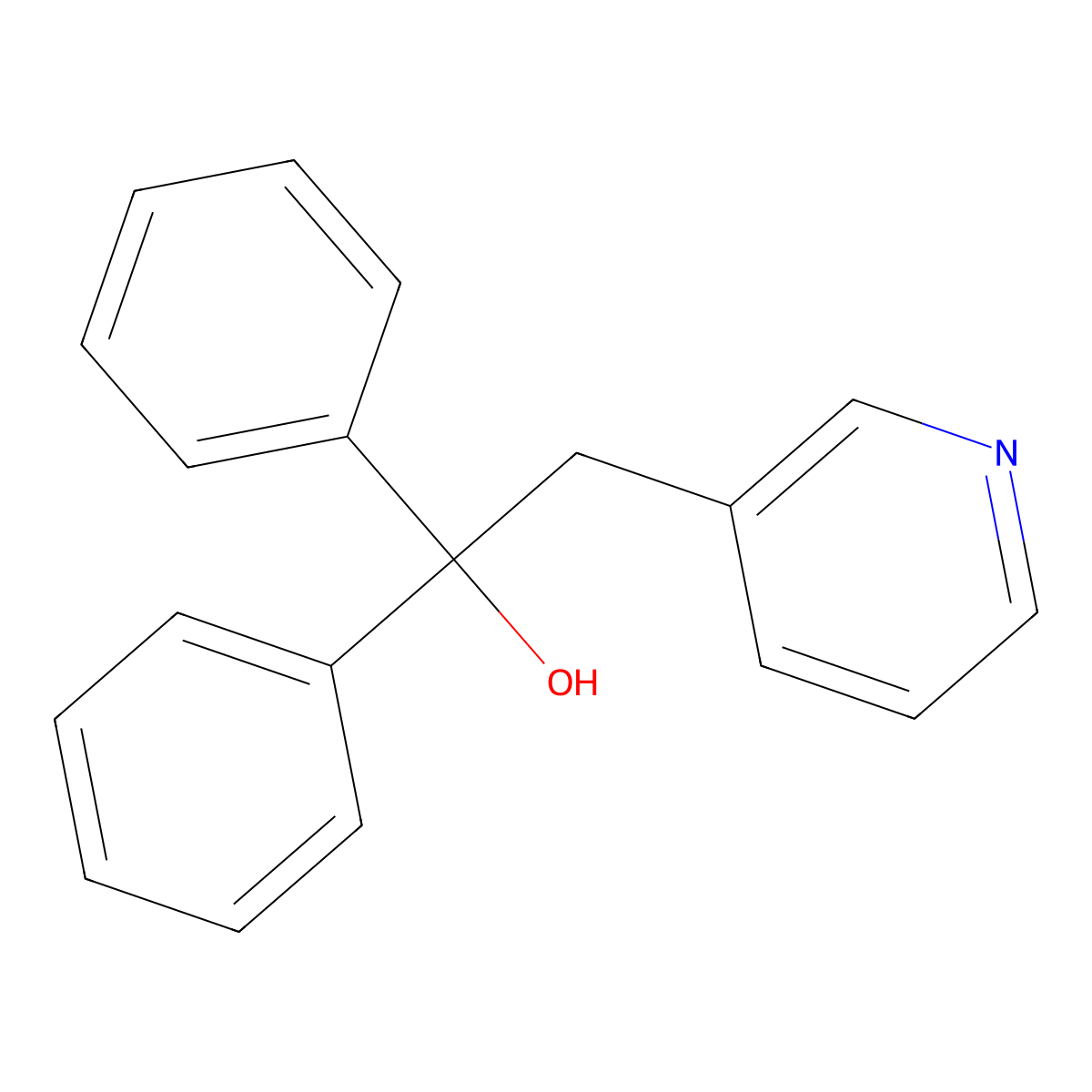 1,1-Diphenyl-2-(3-pyridinyl)ethanol molecular structure, CAS 6632-77-5