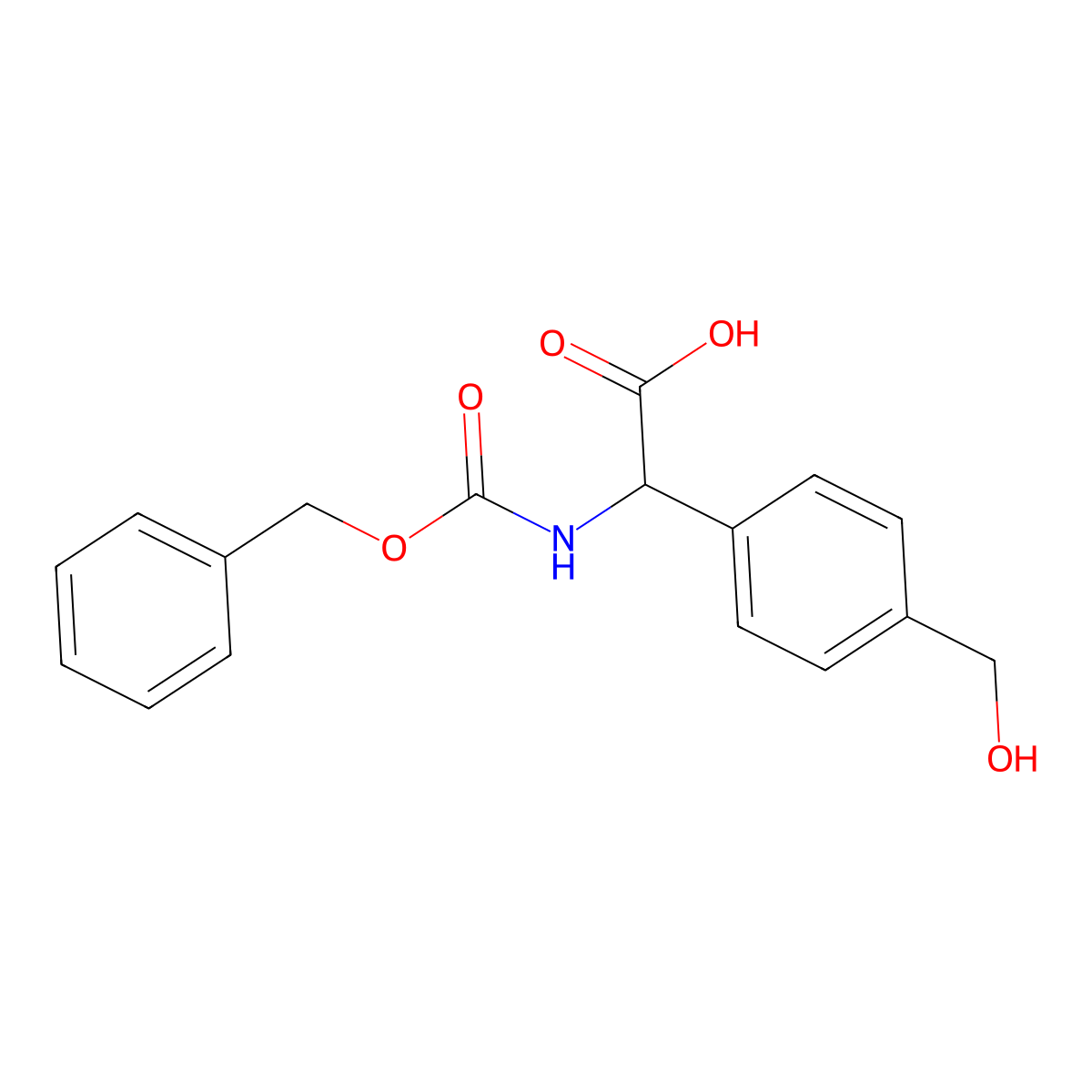 2-{[(Benzyloxy)carbonyl]amino}-2-[4-(hydroxymethyl)phenyl]acetic acid molecular structure, CAS 66320-56-7