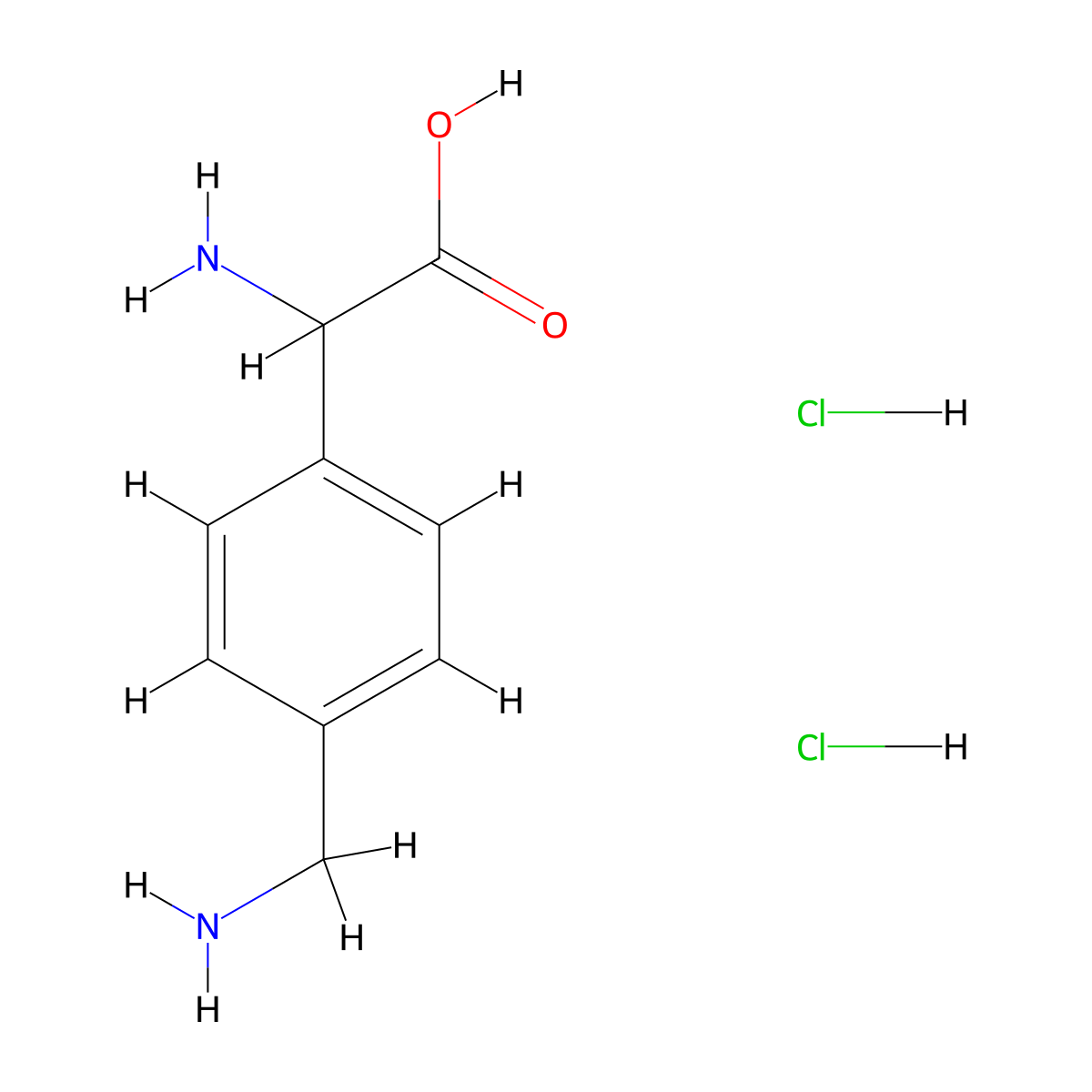 2-Amino-2-[4-(aminomethyl)phenyl]acetic acid dihydrochloride molecular structure, CAS 66320-62-5