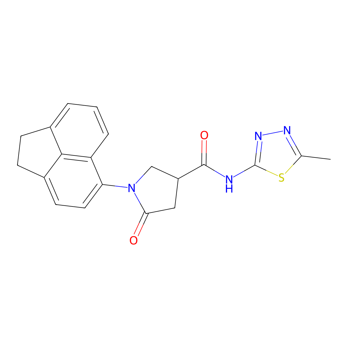 1-(1,2-dihydroacenaphthylen-5-yl)-N-(5-methyl-1,3,4-thiadiazol-2-yl)-5-oxopyrrolidine-3-carboxamide molecular structure, CAS 663200-33-7