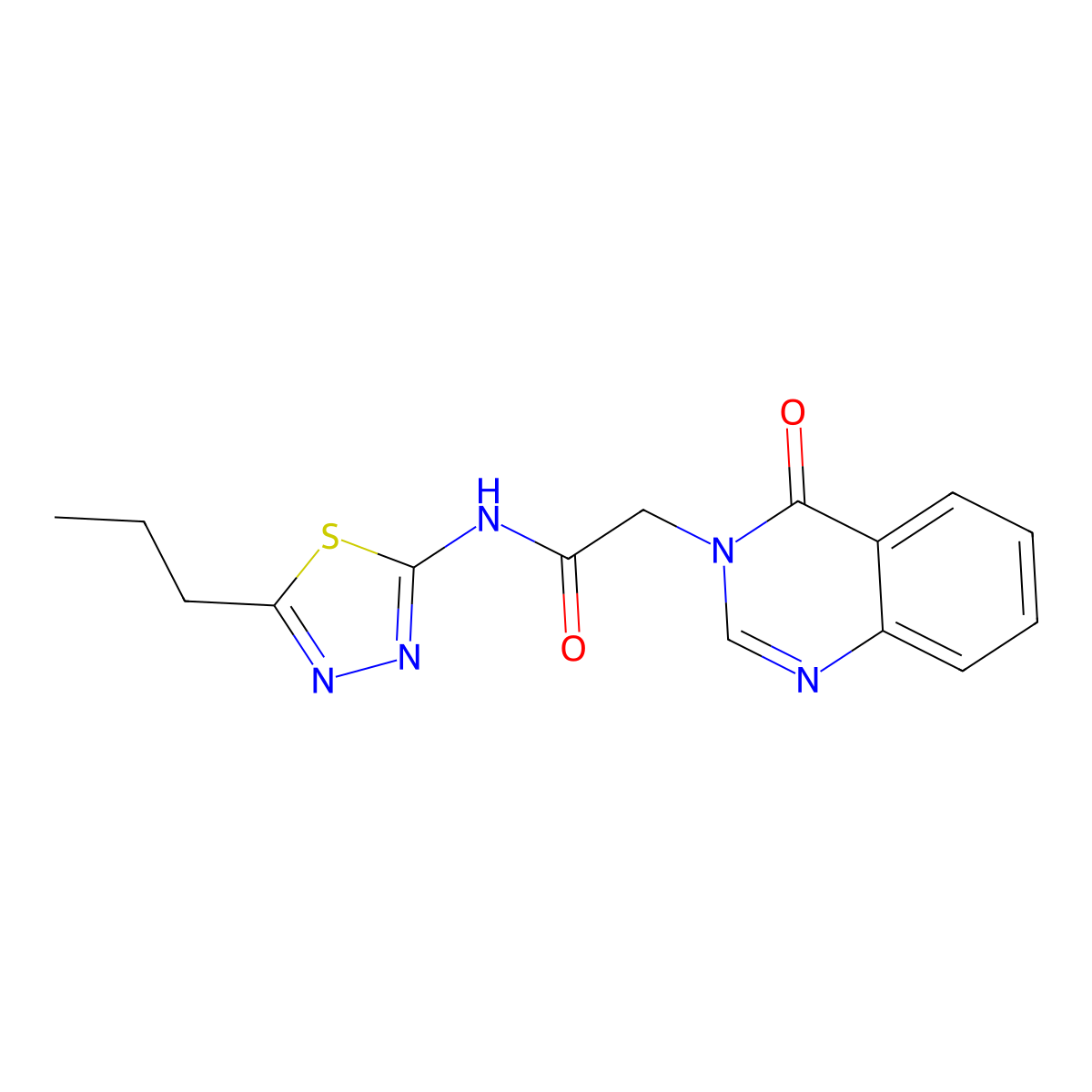 2-(4-oxoquinazolin-3-yl)-N-(5-propyl-1,3,4-thiadiazol-2-yl)acetamide molecular structure, CAS 663200-45-1