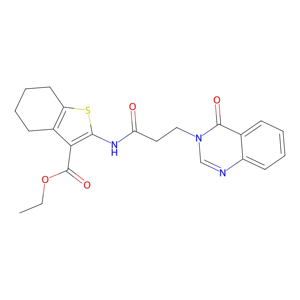 ethyl 2-{[3-(4-oxoquinazolin-3(4H)-yl)propanoyl]amino}-4,5,6,7-tetrahydro-1-benzothiophene-3-carboxylate molecular structure, CAS 663200-49-5