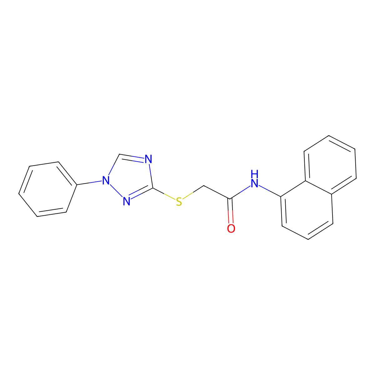 N-naphthalen-1-yl-2-[(1-phenyl-1,2,4-triazol-3-yl)sulfanyl]acetamide molecular structure, CAS 663201-64-7