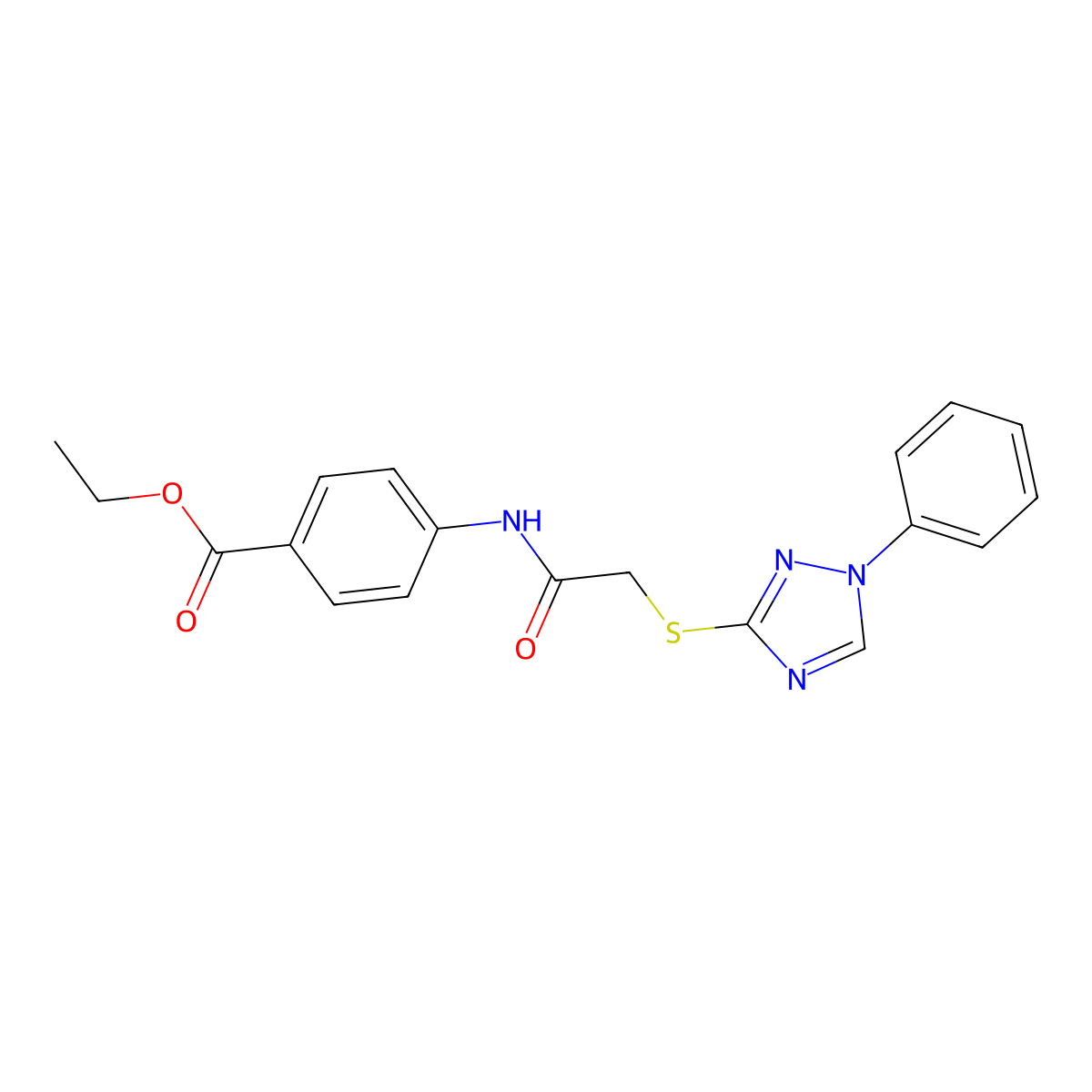 ethyl 4-({[(1-phenyl-1H-1,2,4-triazol-3-yl)sulfanyl]acetyl}amino)benzoate molecular structure, CAS 663201-65-8