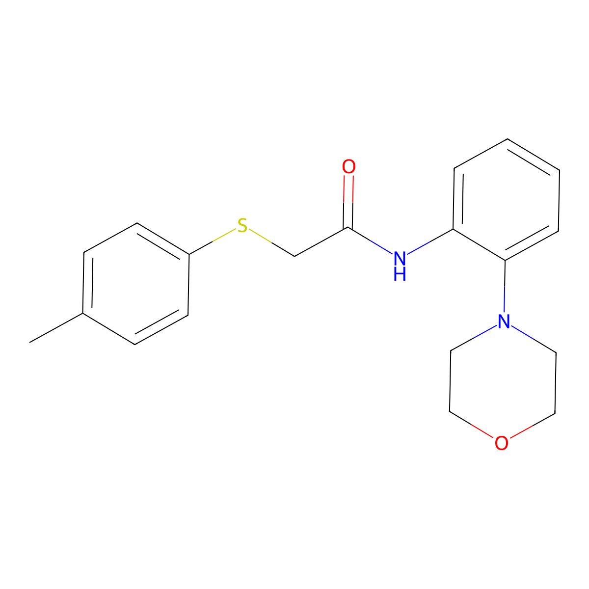 2-[(4-methylphenyl)sulfanyl]-N-[2-(4-morpholinyl)phenyl]acetamide molecular structure, CAS 663201-70-5