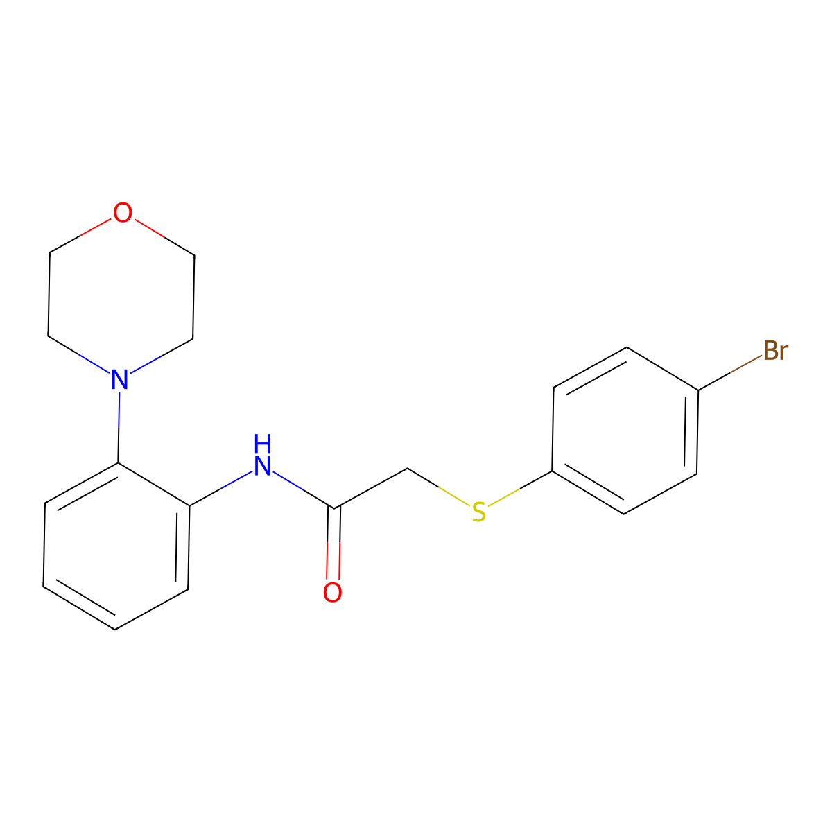 2-(4-bromophenyl)sulfanyl-N-(2-morpholin-4-ylphenyl)acetamide molecular structure, CAS 663201-71-6