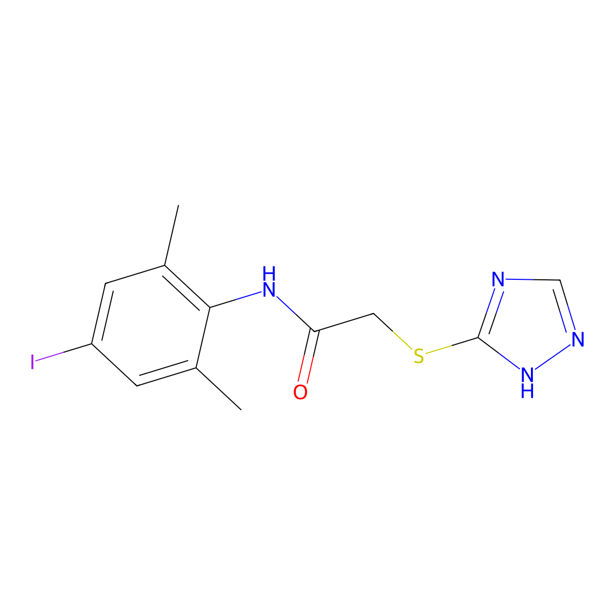N-(4-iodo-2,6-dimethylphenyl)-2-(4H-1,2,4-triazol-3-ylsulfanyl)acetamide molecular structure, CAS 663202-17-3