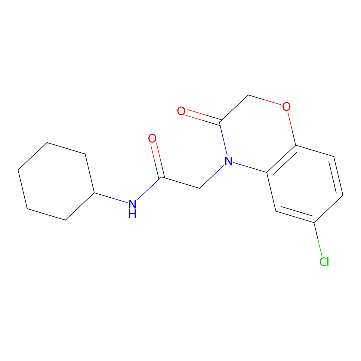 2-(6-chloro-3-oxo-1,4-benzoxazin-4-yl)-N-cyclohexylacetamide molecular structure, CAS 663202-88-8