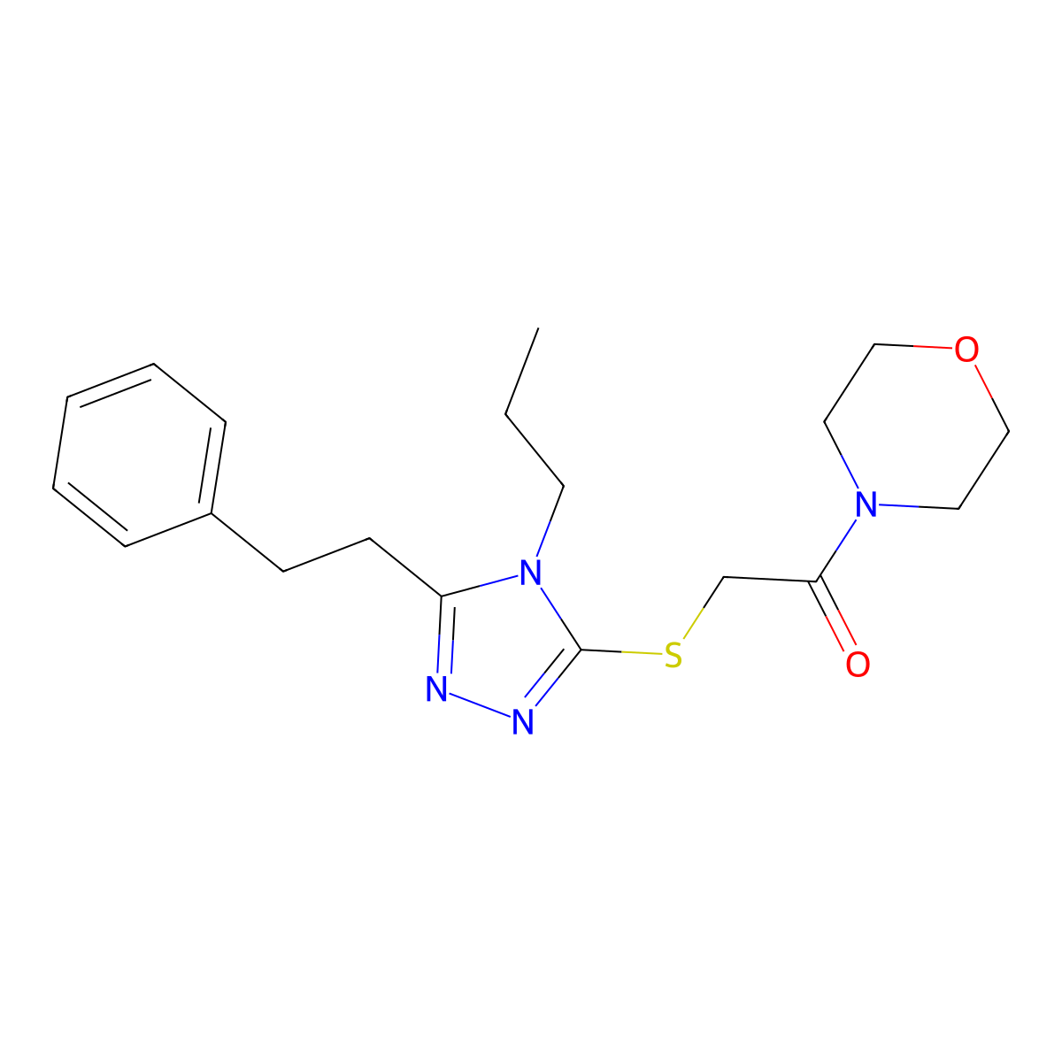 4-({[5-(2-phenylethyl)-4-propyl-4H-1,2,4-triazol-3-yl]thio}acetyl)morpholine molecular structure, CAS 663203-57-4