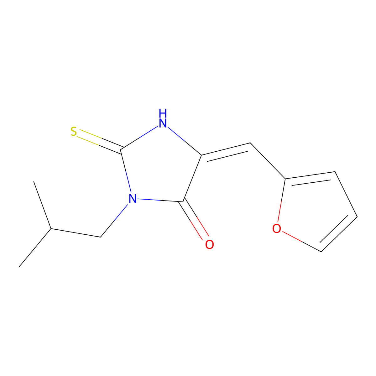 5-(2-Furanylmethylene)-3-(2-methylpropyl)-2-thioxo-4-imidazolidinone molecular structure, CAS 663203-92-7