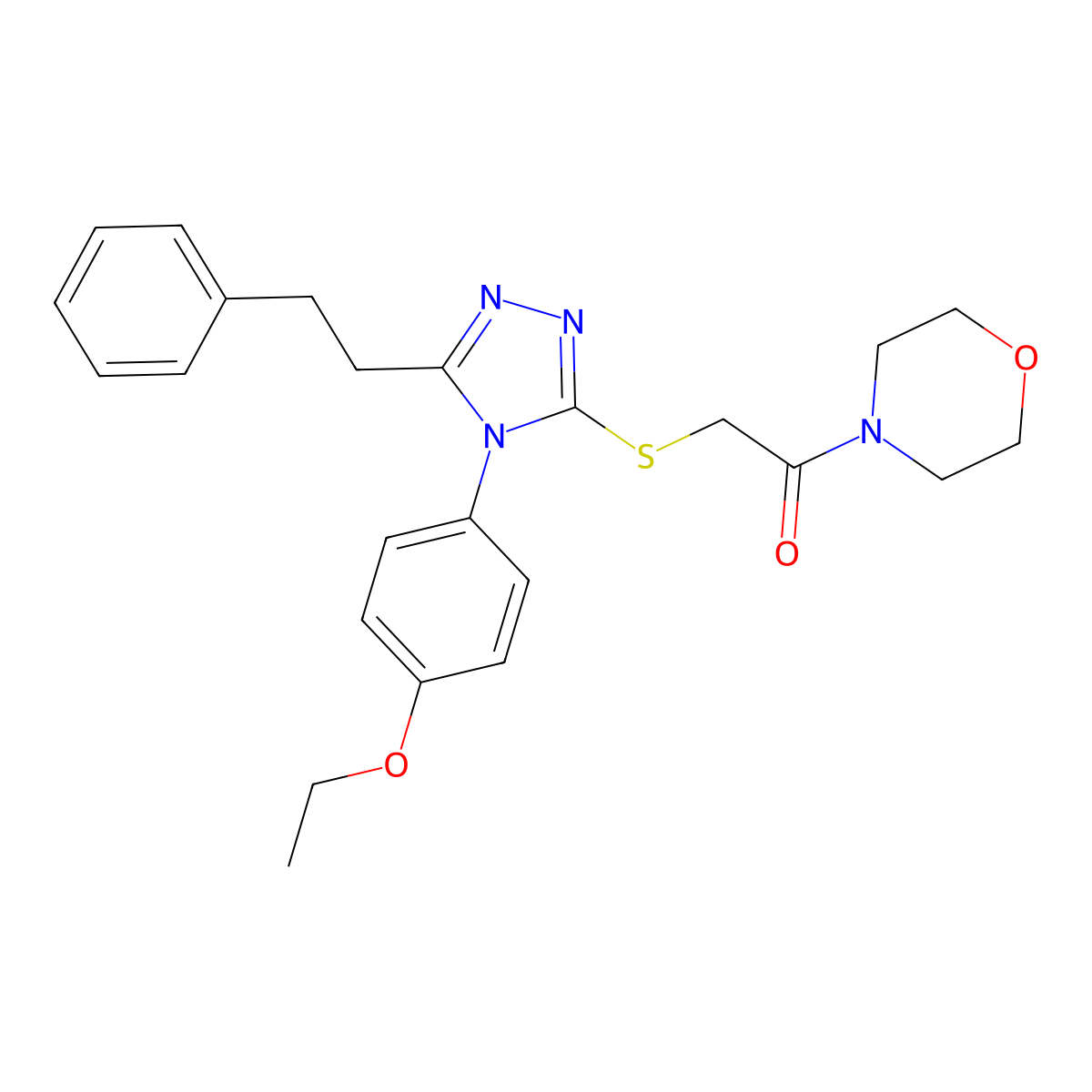 4-({[4-(4-ethoxyphenyl)-5-(2-phenylethyl)-4H-1,2,4-triazol-3-yl]sulfanyl}acetyl)morpholine molecular structure, CAS 663204-12-4