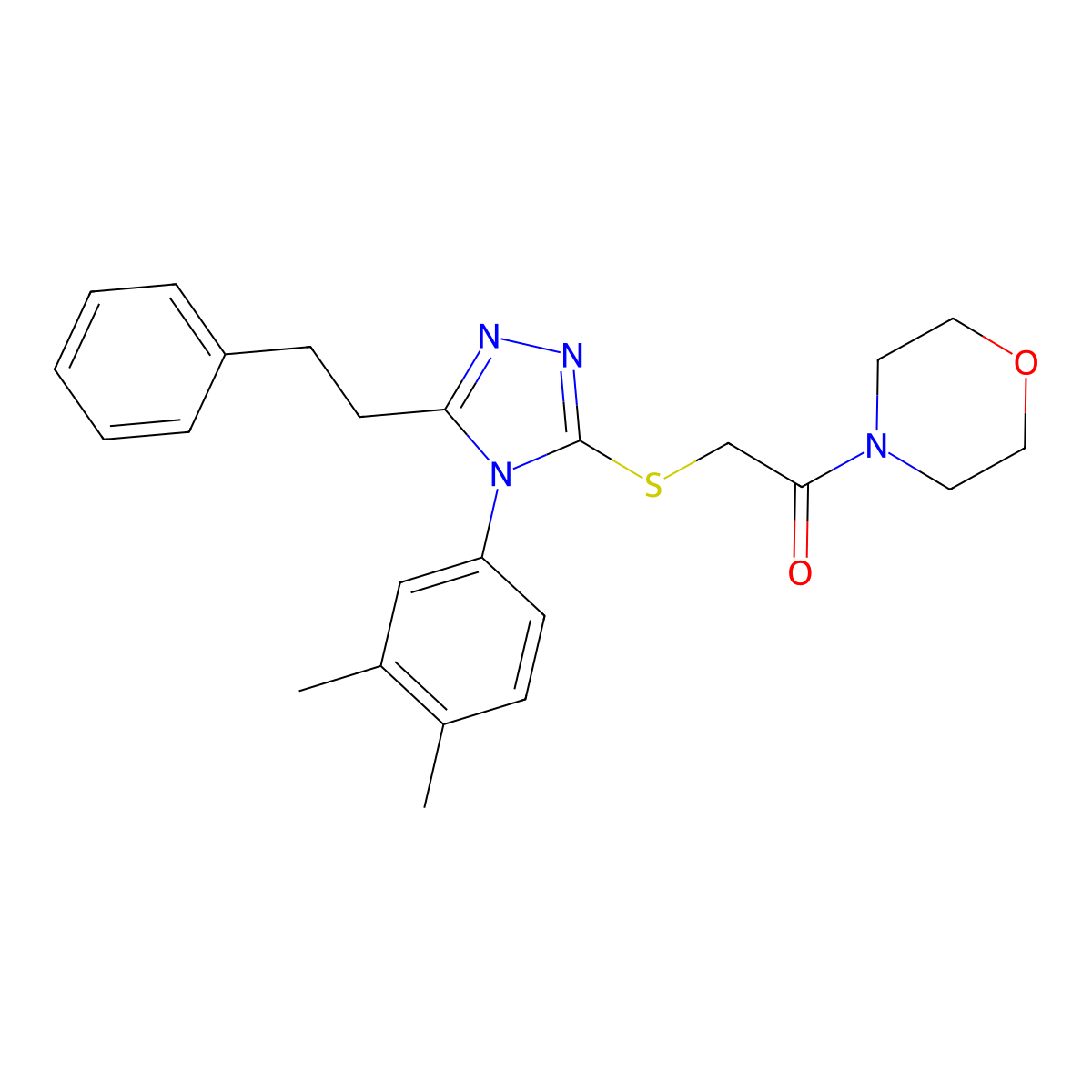 2-{[4-(3,4-dimethylphenyl)-5-(2-phenylethyl)-4H-1,2,4-triazol-3-yl]sulfanyl}-1-(morpholin-4-yl)ethanone molecular structure, CAS 663204-13-5