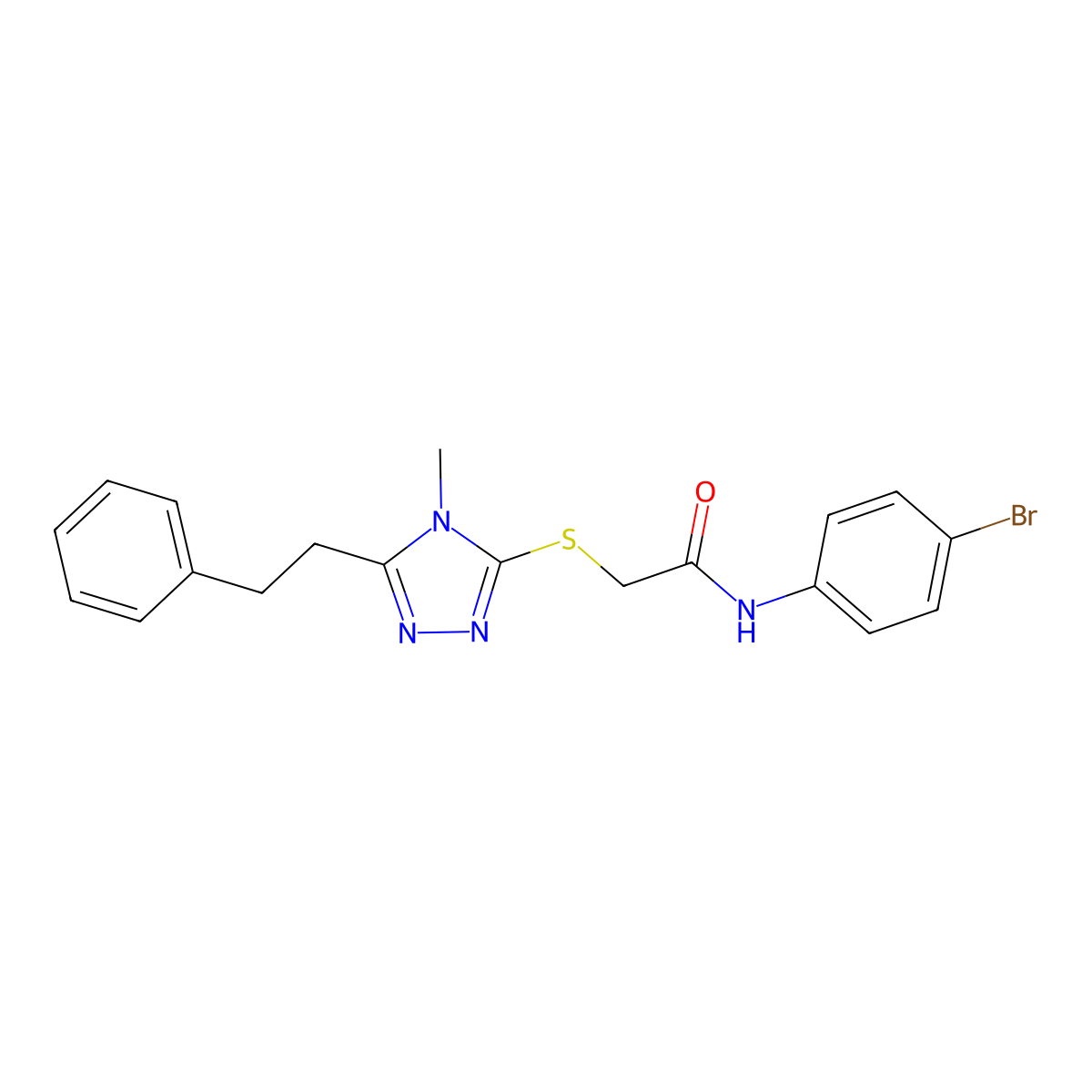 N-(4-bromophenyl)-2-{[4-methyl-5-(2-phenylethyl)-4H-1,2,4-triazol-3-yl]sulfanyl}acetamide molecular structure, CAS 663204-19-1