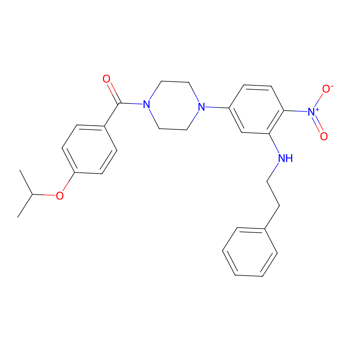 (4-{4-Nitro-3-[(2-phenylethyl)amino]phenyl}piperazin-1-yl)[4-(propan-2-yloxy)phenyl]methanone molecular structure, CAS 663204-53-3