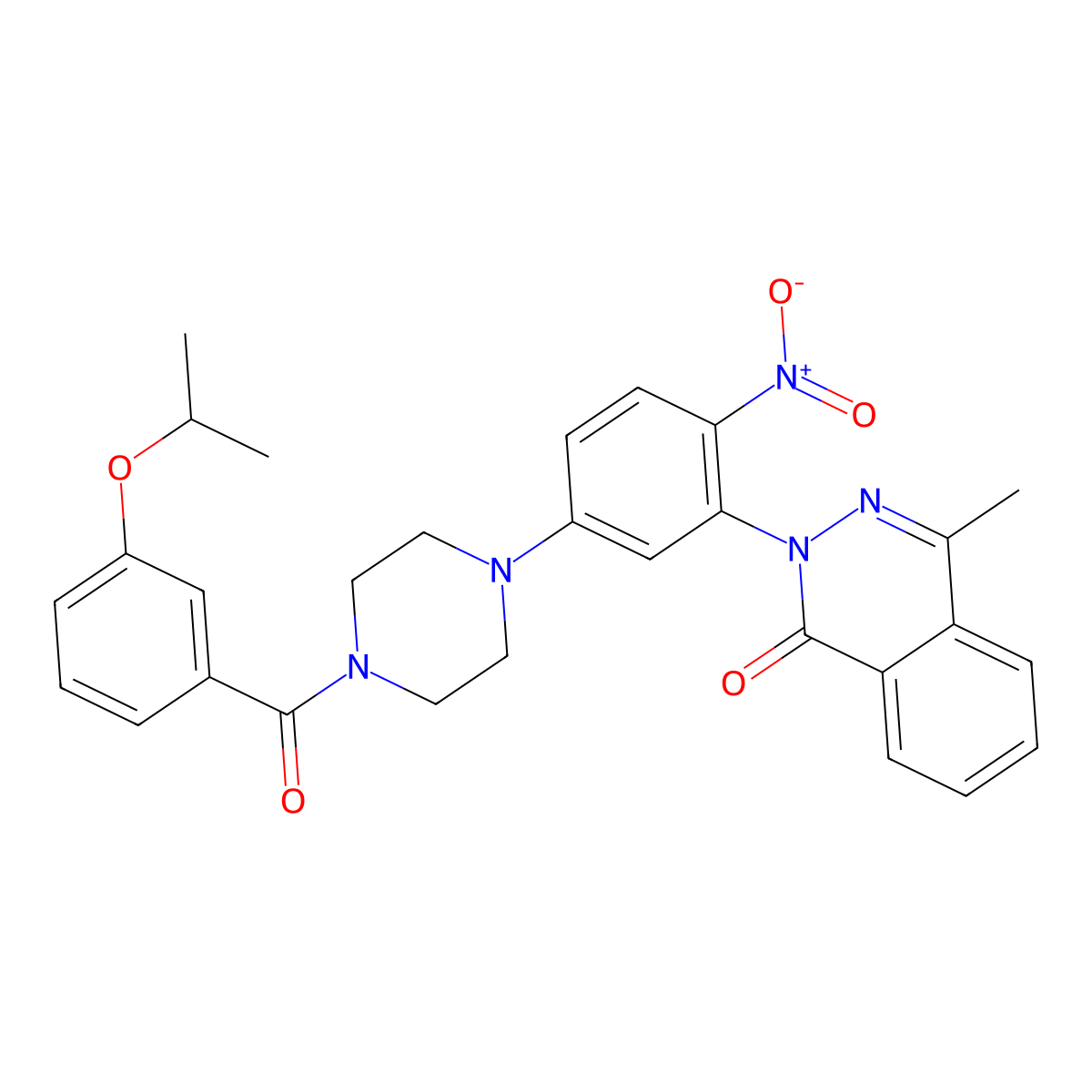 4-Methyl-2-[2-nitro-5-[4-(3-propan-2-yloxybenzoyl)piperazin-1-yl]phenyl]phthalazin-1-one molecular structure, CAS 663204-59-9