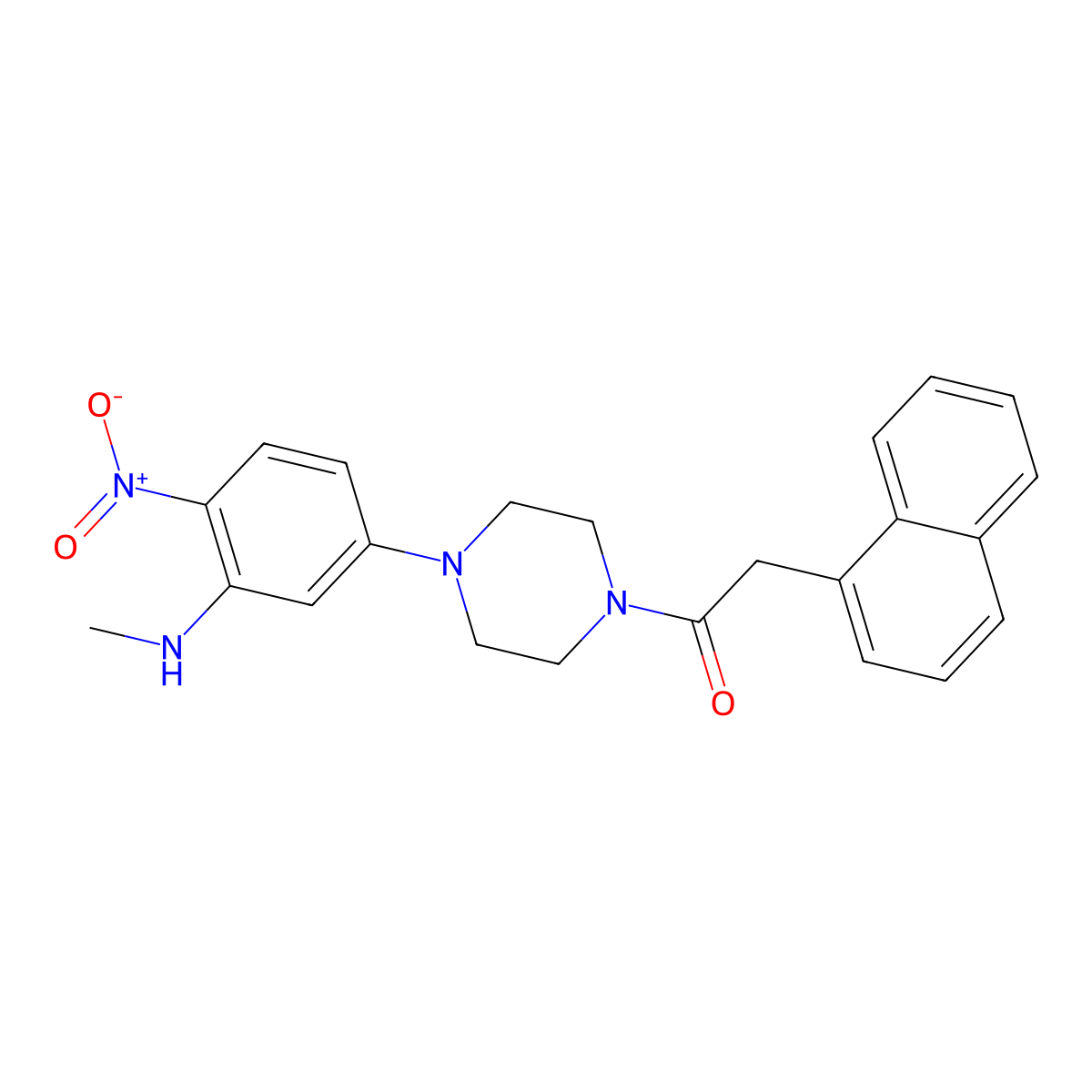 1-[4-[3-(Methylamino)-4-nitrophenyl]piperazin-1-yl]-2-naphthalen-1-ylethanone molecular structure, CAS 663204-62-4