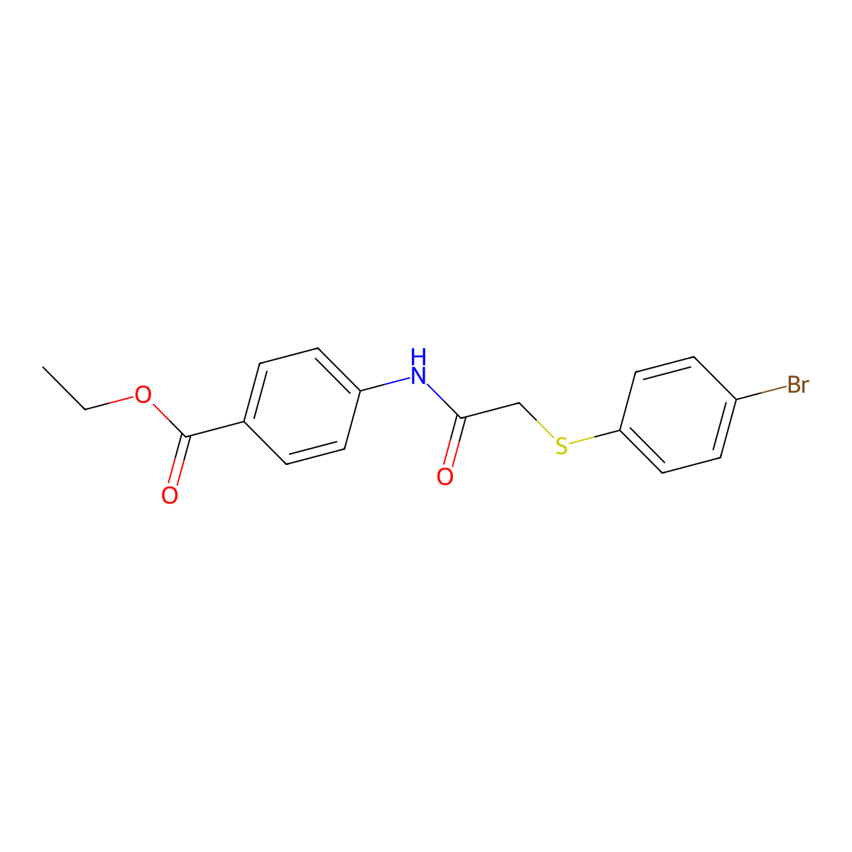 Ethyl 4-({[(4-bromophenyl)sulfanyl]acetyl}amino)benzoate molecular structure, CAS 663205-49-0