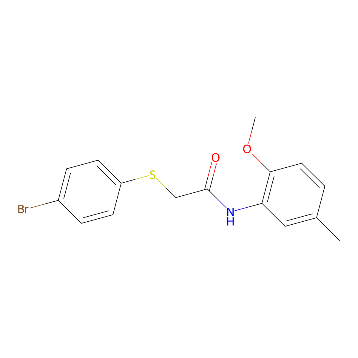2-[(4-bromophenyl)sulfanyl]-N-(2-methoxy-5-methylphenyl)acetamide molecular structure, CAS 663205-73-0