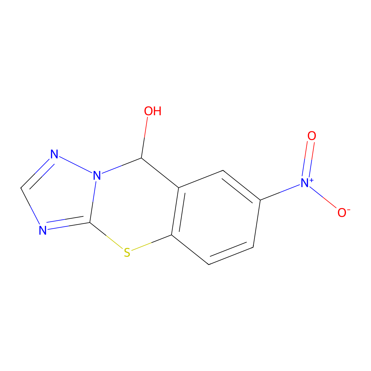 7-nitro-9H-[1,2,4]triazolo[5,1-b][1,3]benzothiazin-9-ol molecular structure, CAS 663206-21-1