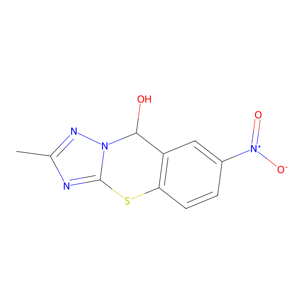 2-methyl-7-nitro-9H-[1,2,4]triazolo[5,1-b][1,3]benzothiazin-9-ol molecular structure, CAS 663206-22-2