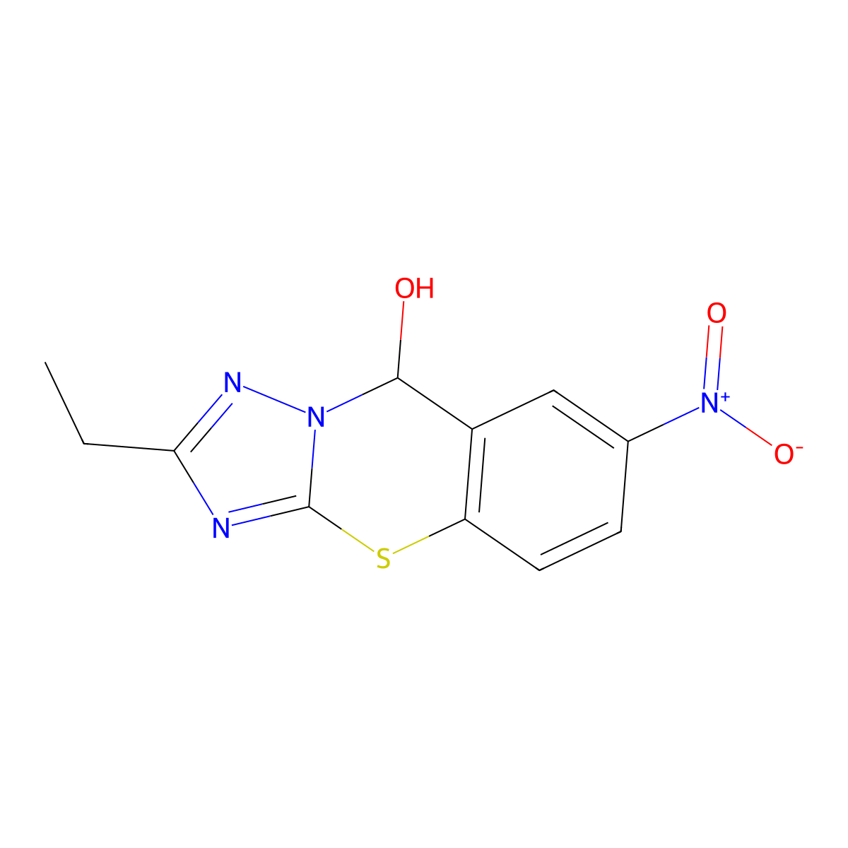 2-ethyl-7-nitro-9H-[1,2,4]triazolo[5,1-b][1,3]benzothiazin-9-ol molecular structure, CAS 663206-23-3