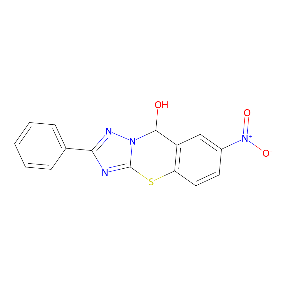 7-nitro-2-phenyl-9H-[1,2,4]triazolo[5,1-b][1,3]benzothiazin-9-ol molecular structure, CAS 663206-24-4