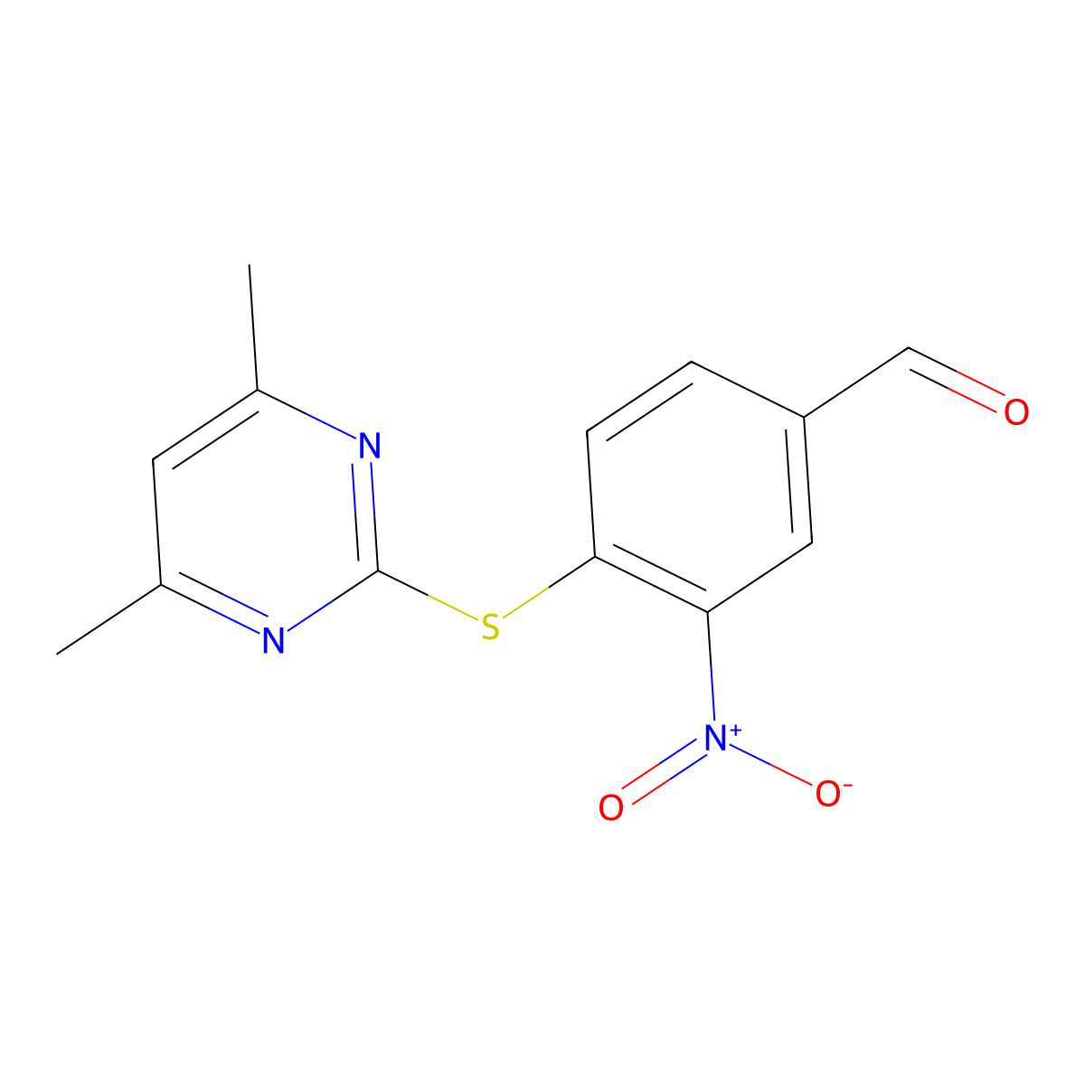 4-[(4,6-Dimethylpyrimidin-2-yl)sulfanyl]-3-nitrobenzaldehyde molecular structure, CAS 663206-27-7