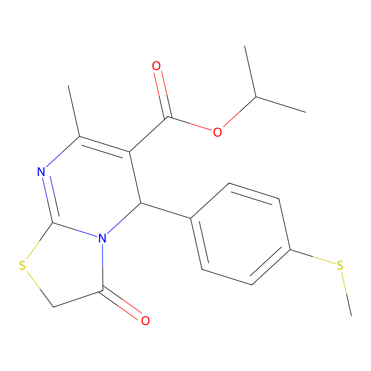 propan-2-yl 7-methyl-5-(4-methylsulfanylphenyl)-3-oxo-5H-[1,3]thiazolo[3,2-a]pyrimidine-6-carboxylate molecular structure, CAS 663206-38-0